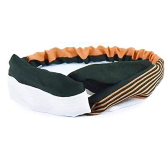 Black, White & Tan Colorblock Elastic Headband - Picture 6 of 7